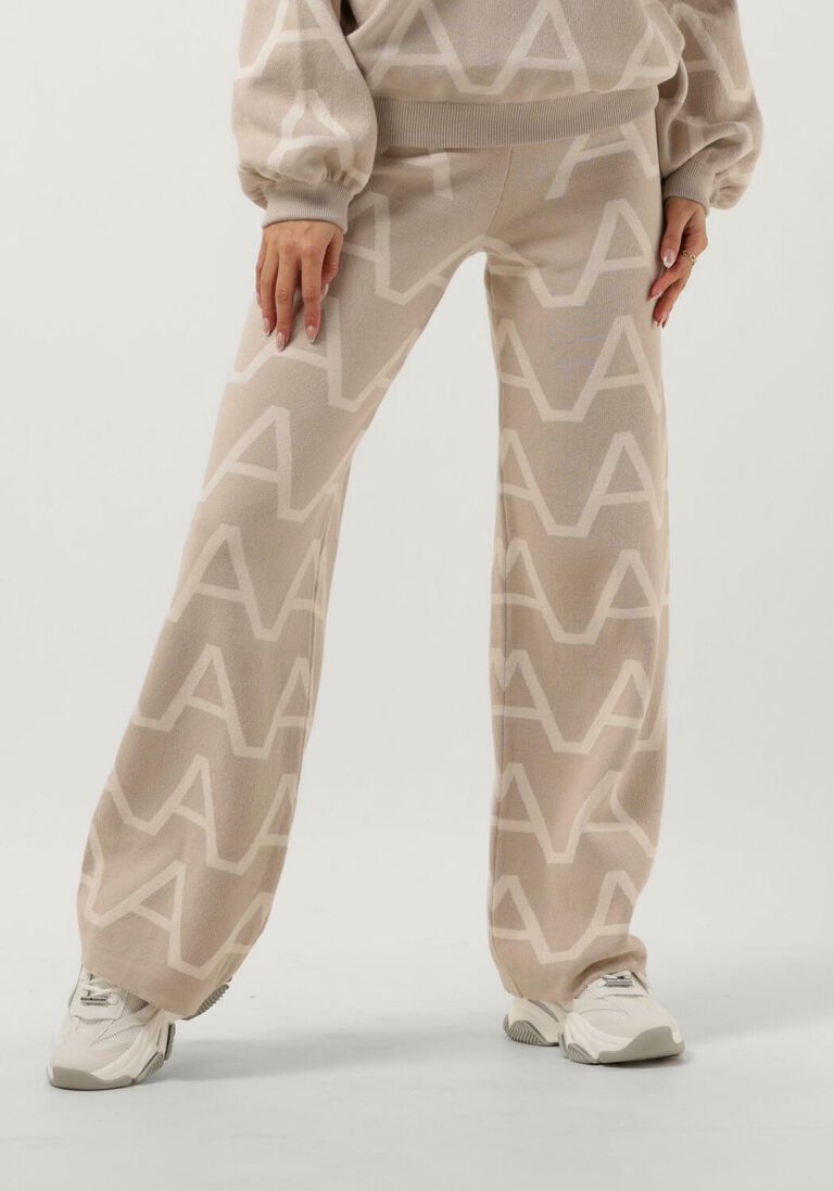ALIX THE LABEL zand alix the label wijde broek ladies knitted a jacquard pants