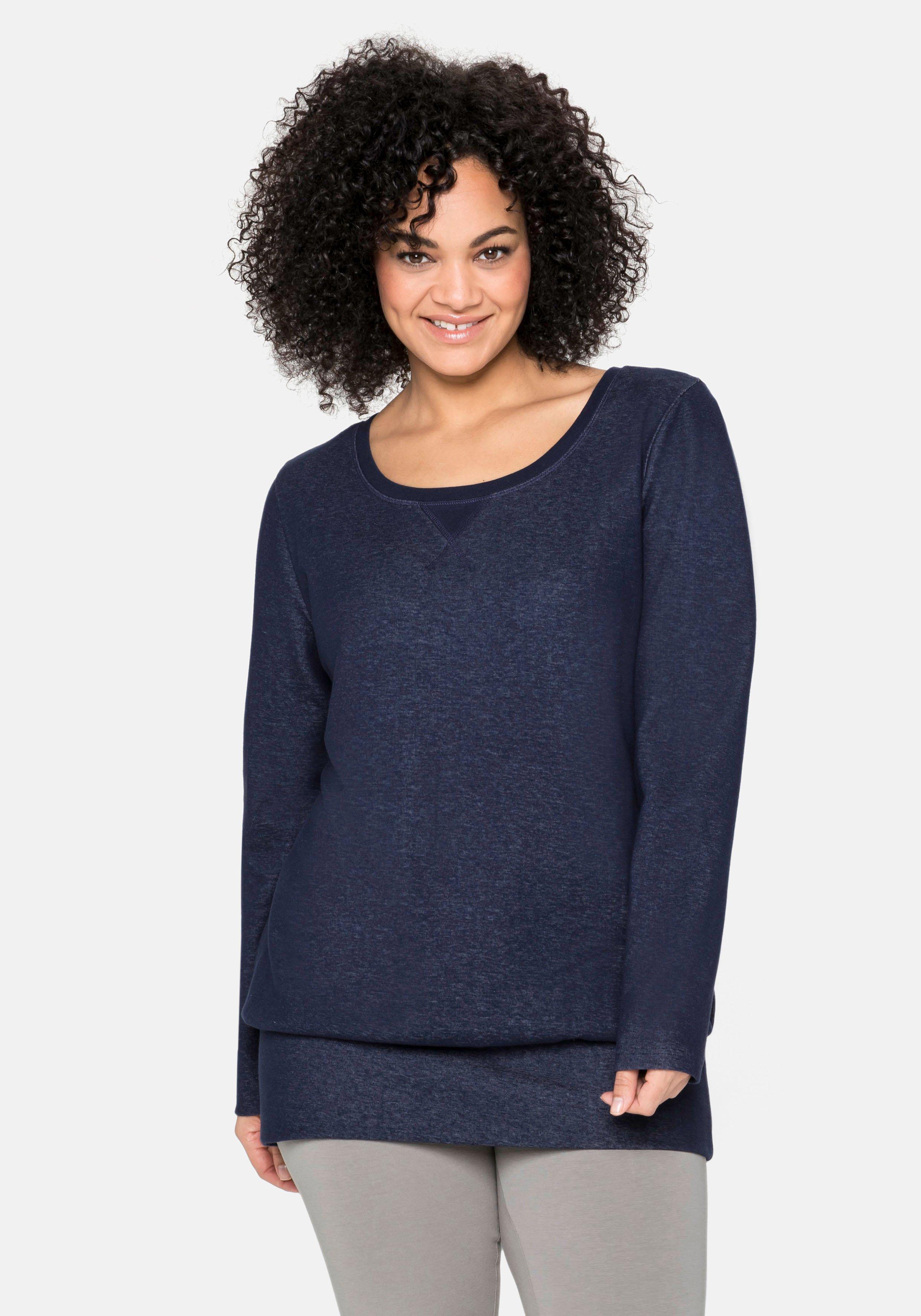 Longshirt mit breitem Saumbündchen