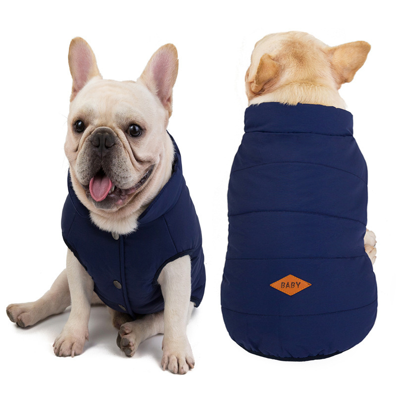 (Gr. S) Hunde Weste Warme Haustier Kleidung Winter Jacke - Dunkelblau