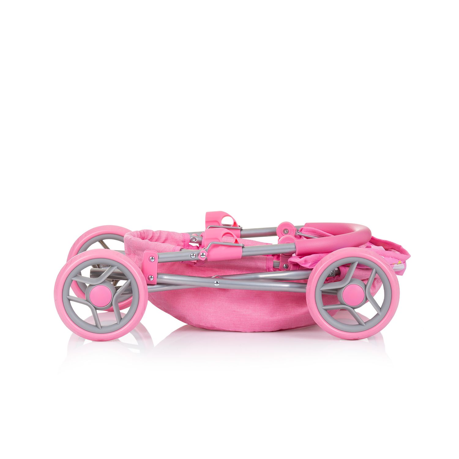 Chipolino Puppenwagen Daisy klappbar, Sonnendach, vier große Räder, ab 3 Jahren rosa