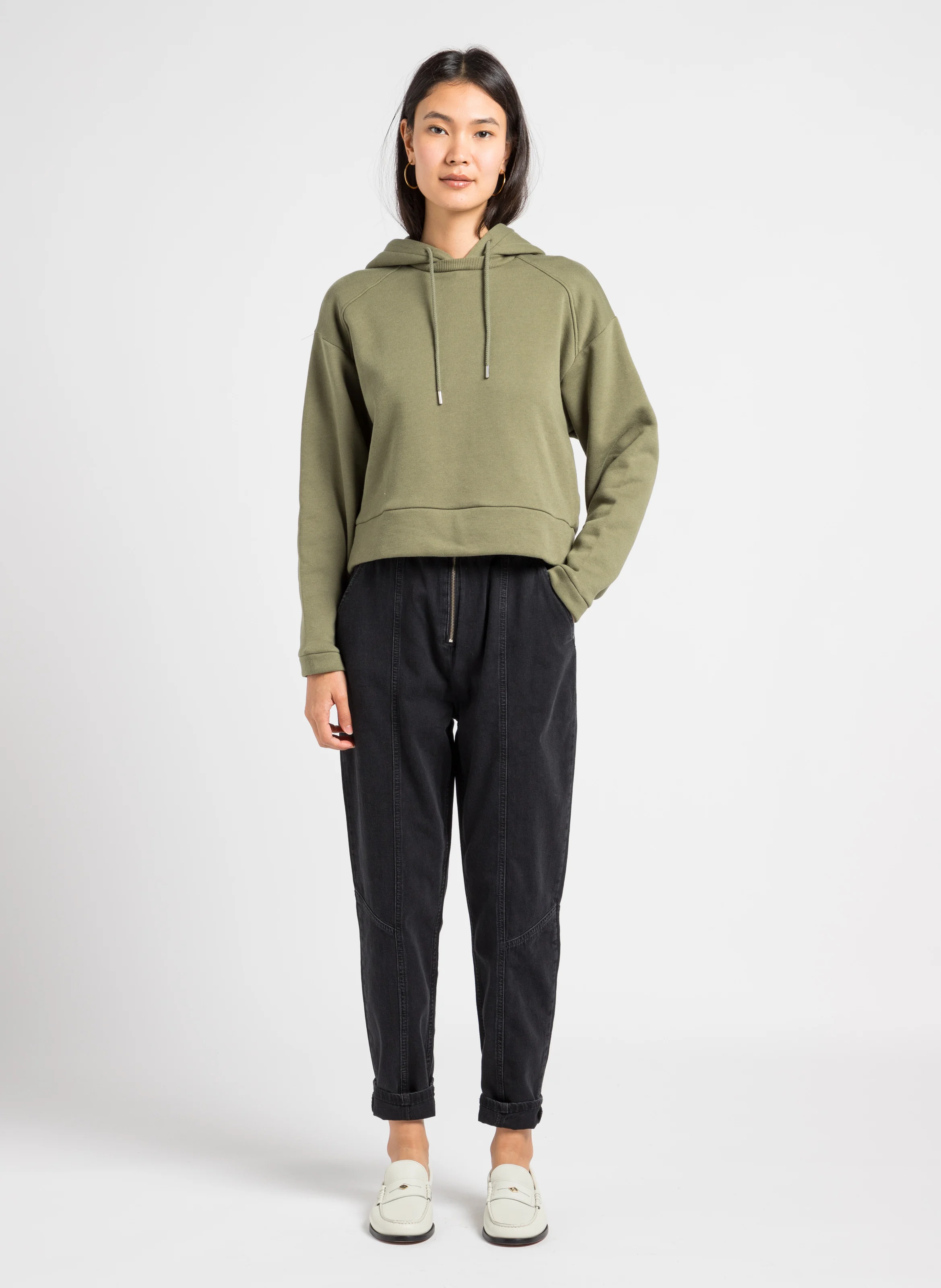 MONY - Jean carotte taille haute en coton | Noir