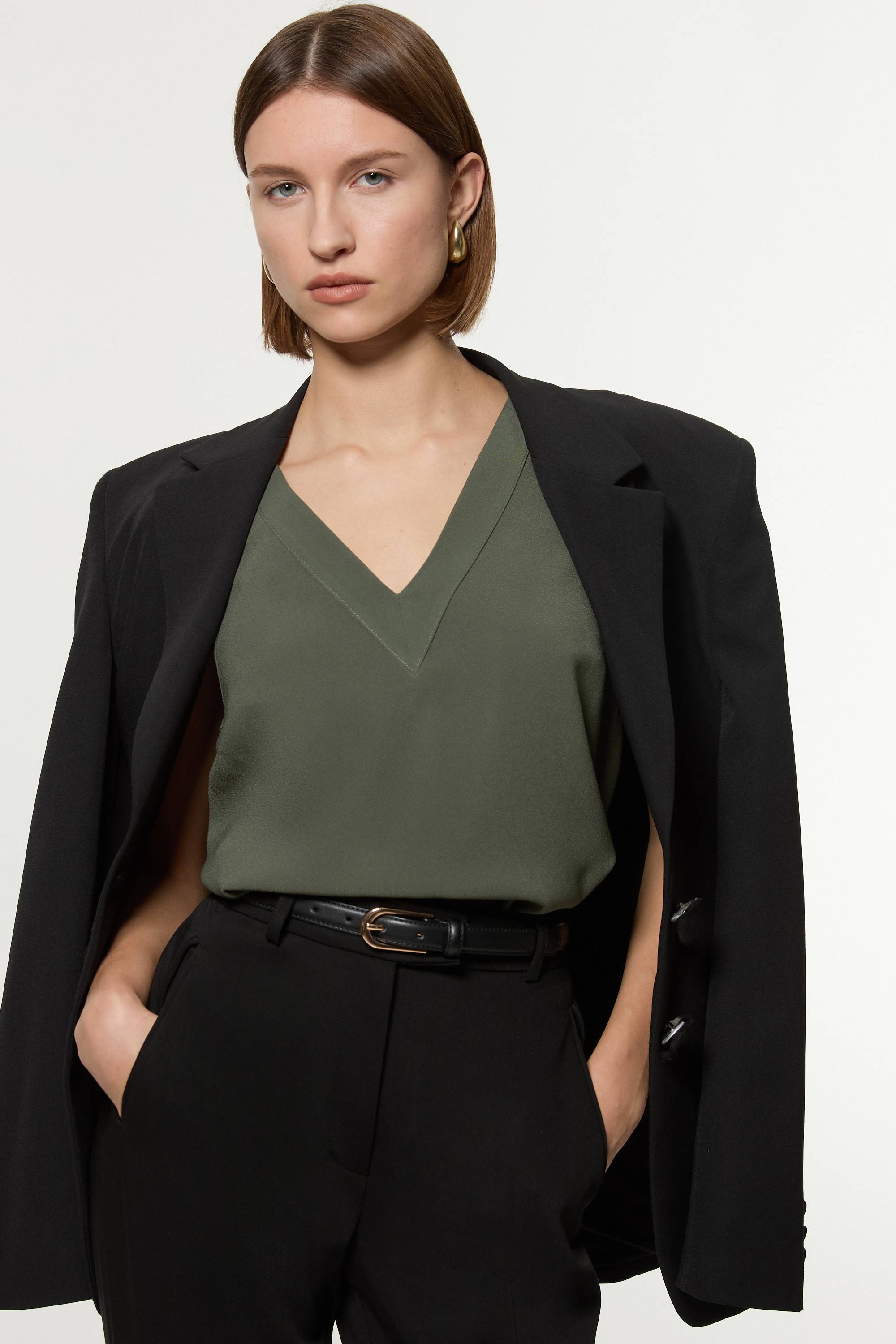 KarenMillen Haut long sans manches essentiel en crêpe ajusté