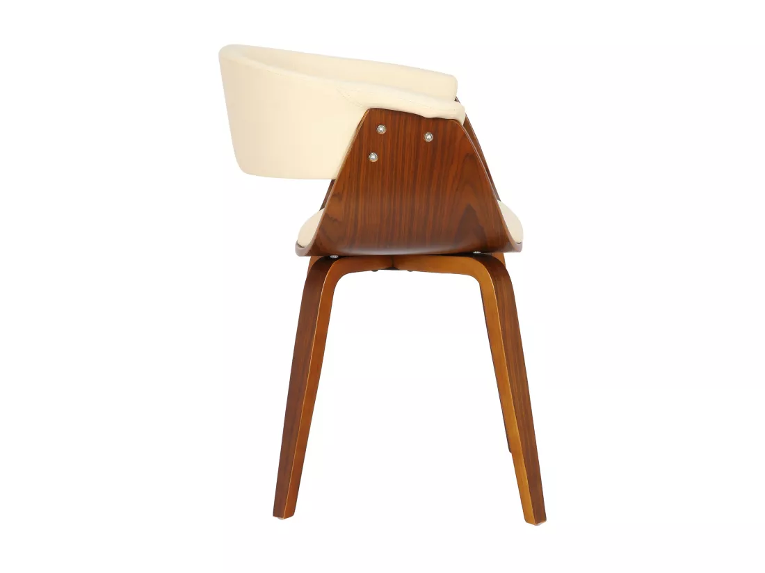 Lot de 2 chaise salle à manger - Bois & Blanc - Crème - Bruce