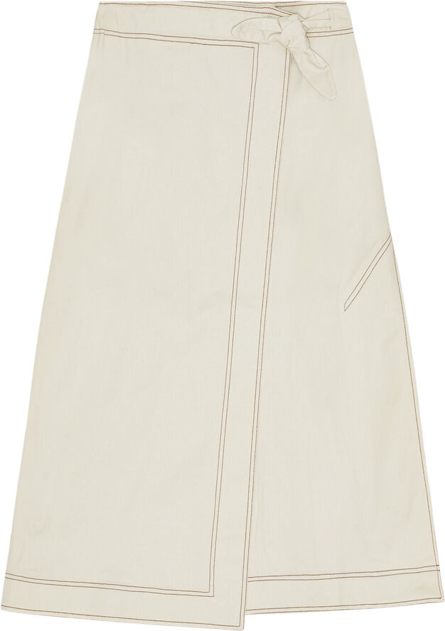 Ganni Herringbone Canvas Long Wrap Skirt Summer sand