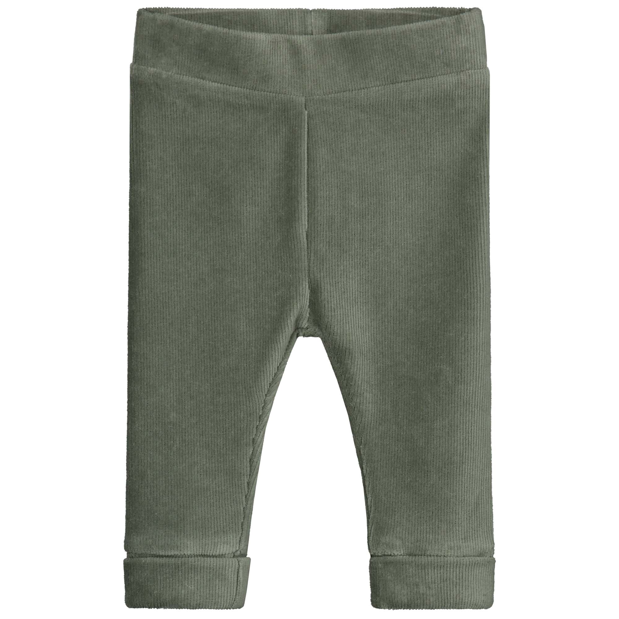 Prénatal newborn broek rib velours  effen groen