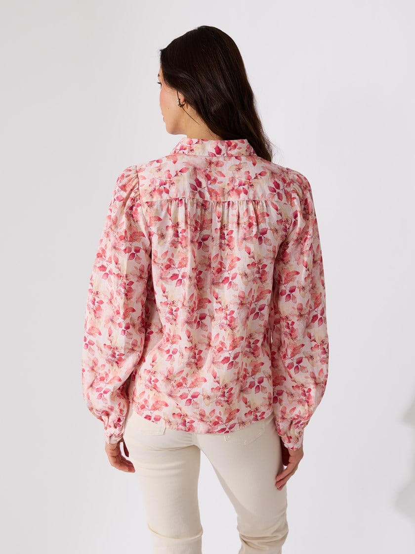 Sierra printet linbluse Peach Whip