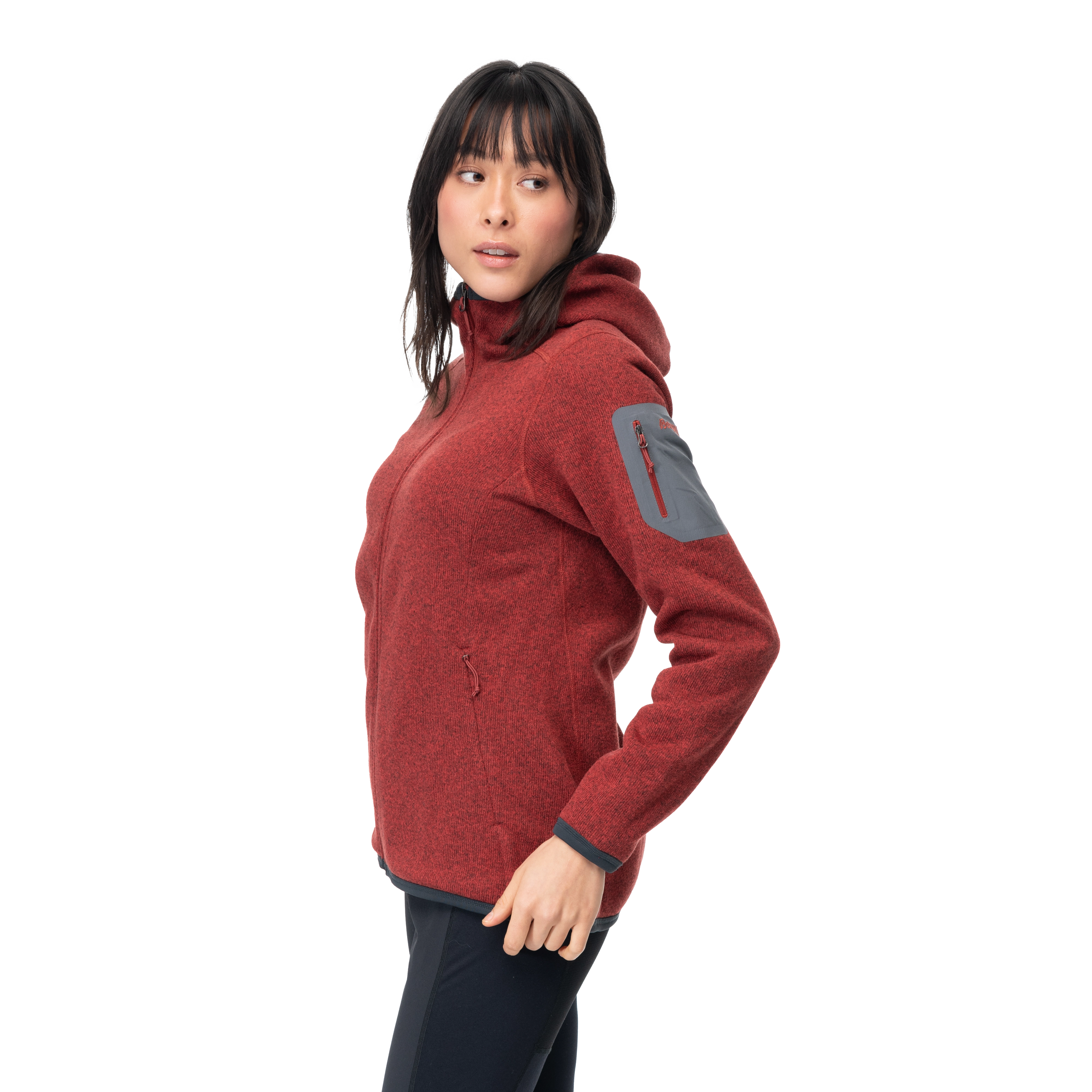 Kamphaug Knitted W Hoodie Chianti Red
