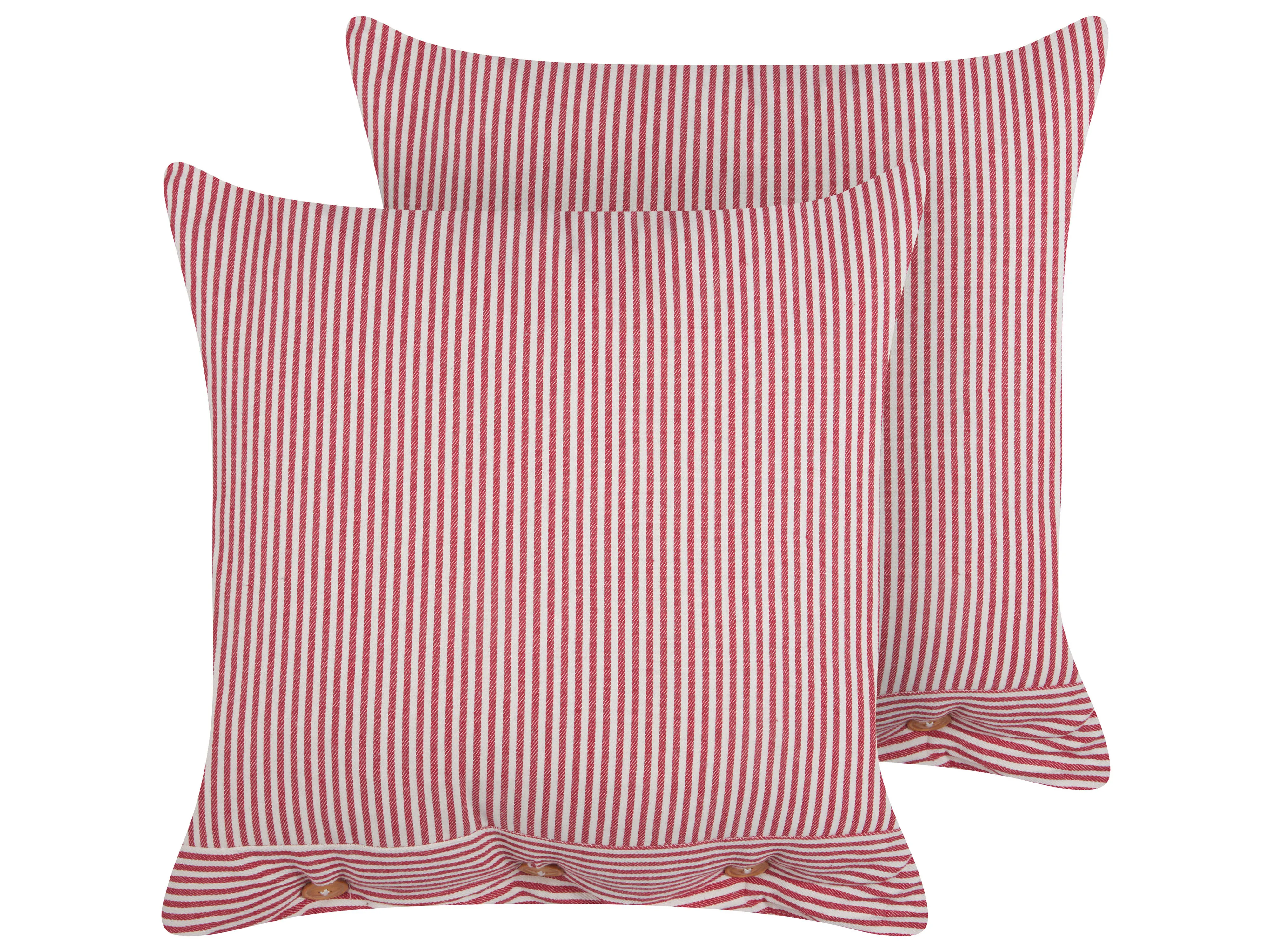 Set van 2 sierkussens AALITA Katoen 45 x 45 cm Rood gestreept