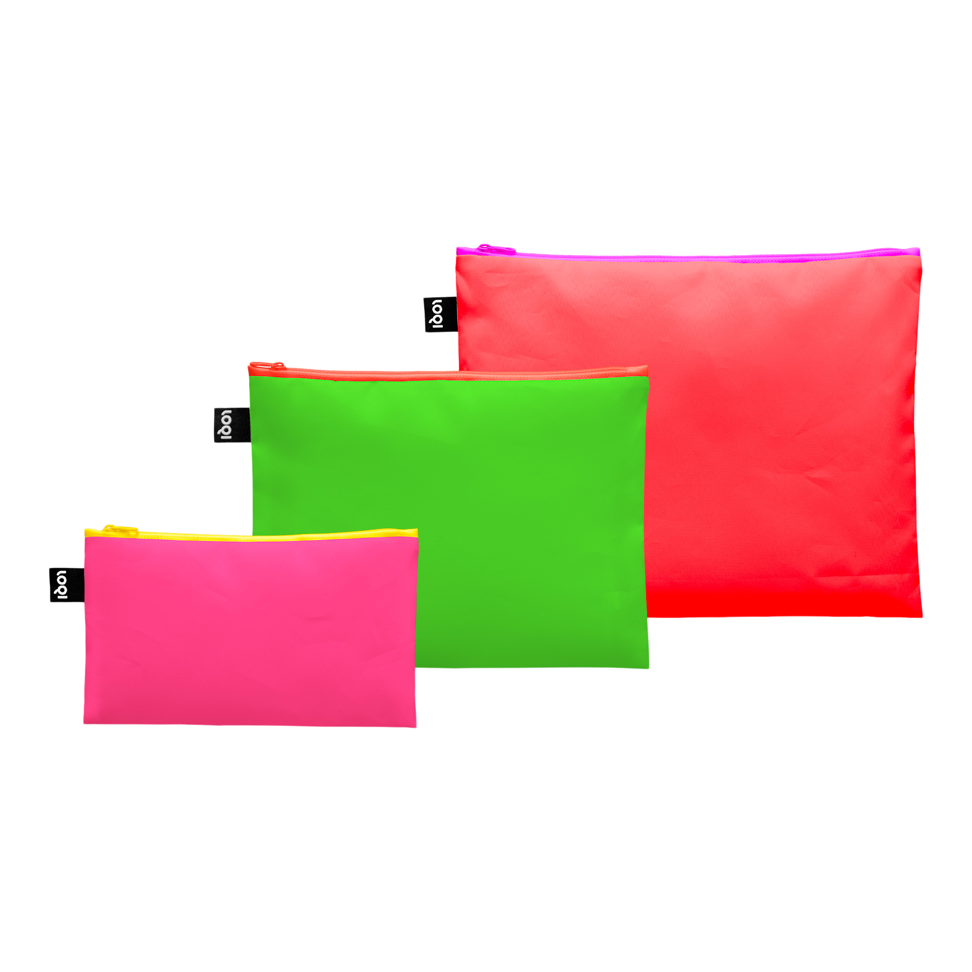 Loqi Reißverschlussbeutel Zip Pockets neon