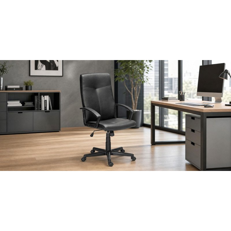 Fauteuil de bureau YOKO simili cuir - avec accoudoirs  Mécanisme Basculant centré - Pieds noir