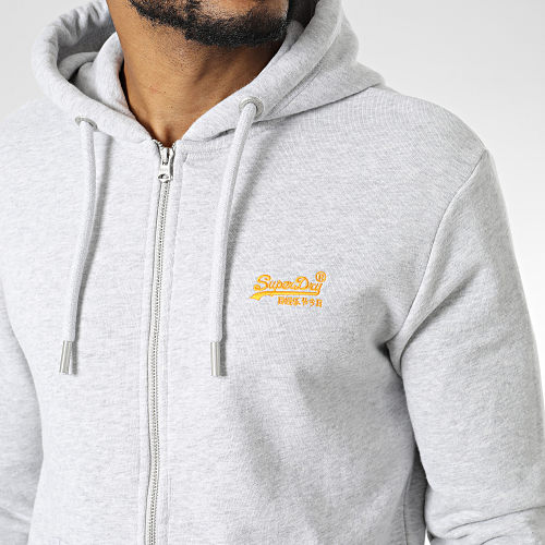 Sweat Zippé Capuche Vintage Logo Embroidery M2013195A Gris Chiné
