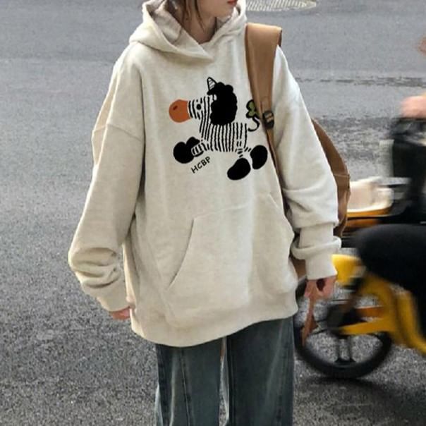 Dreamkura - Oversized hoodie met ronde hals en zebraprint