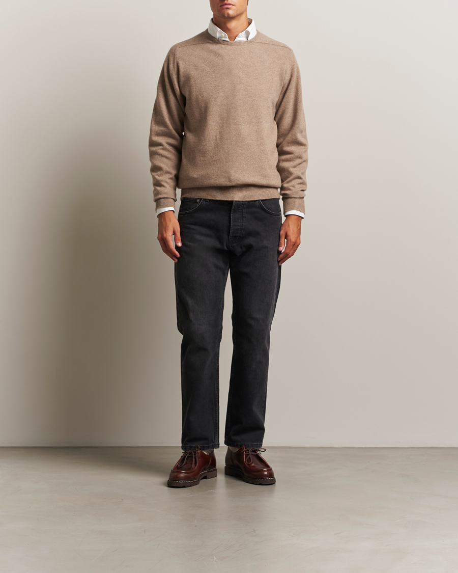 William Lockie Melrose Cashmere Crew Neck Dark Natural