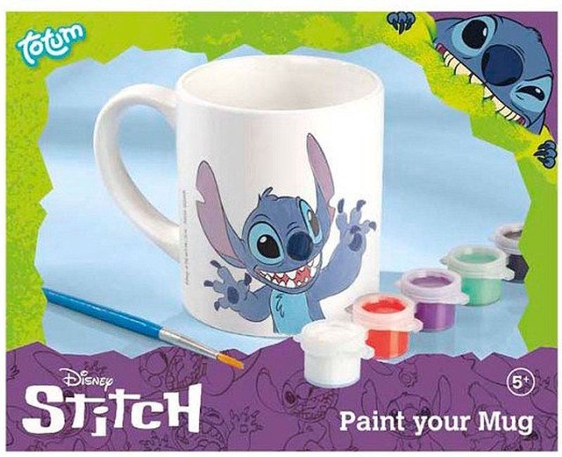 Disney Lilo en Stitch - Totum inkleurbeker - mok keramiek incl. 6 kleuren verf en penseeltje -cadeau tip knutselen