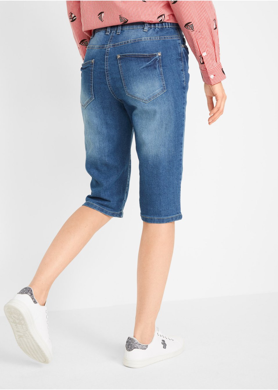 Bermuda en jean extensible à taille confortable