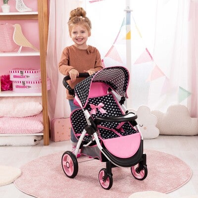 Bayer Design Twin Star Tvillingdukkevogn, Svart/Rosa