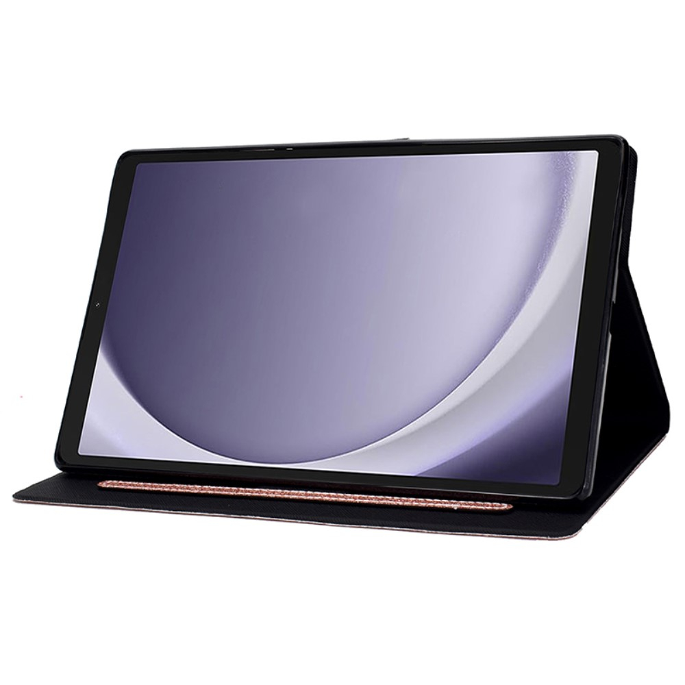 Samsung Galaxy Tab A11 / A9 Leder Tasche Flip Cover mit Glitzer Optik - Roségold