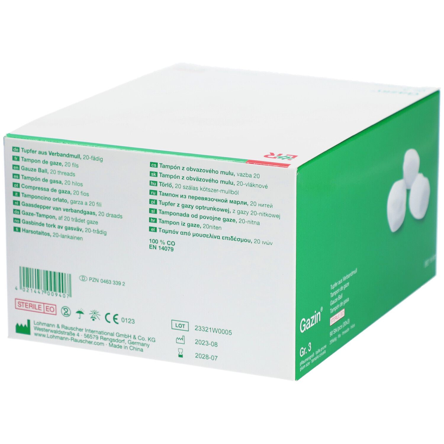 Gazin® Tupfer pflaumengroß steril Gr. 3