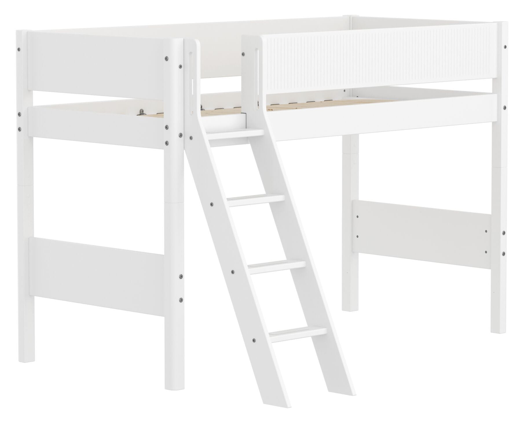 Flexa WHITE Mittelhochbett - Weiss / B: 159.0 cm x T: 210.0 cm x H: 143.0 cm
