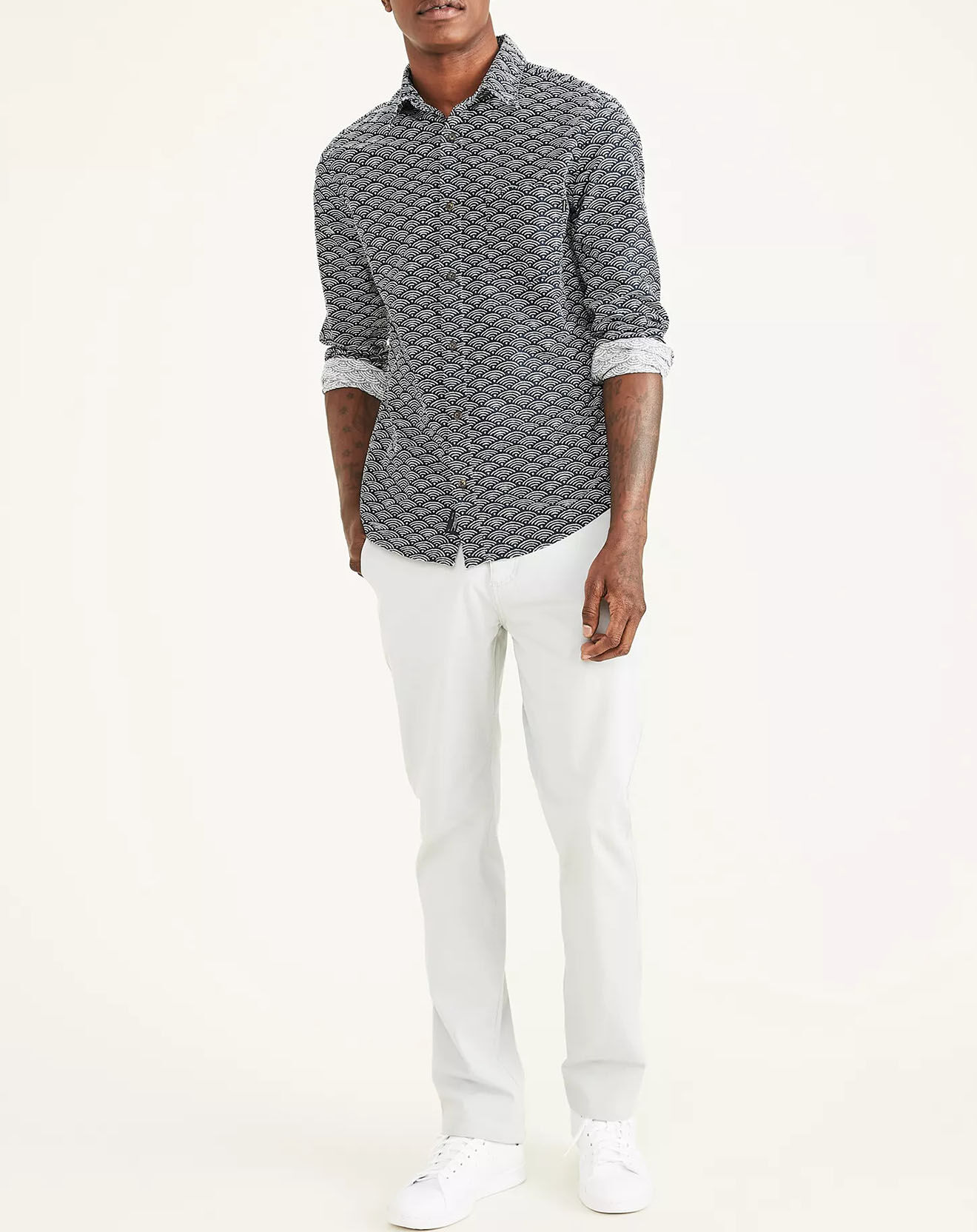 Dockers Chemise en Coton & Lin Alpha Icon Slim Fit imprimée bleu foncé
