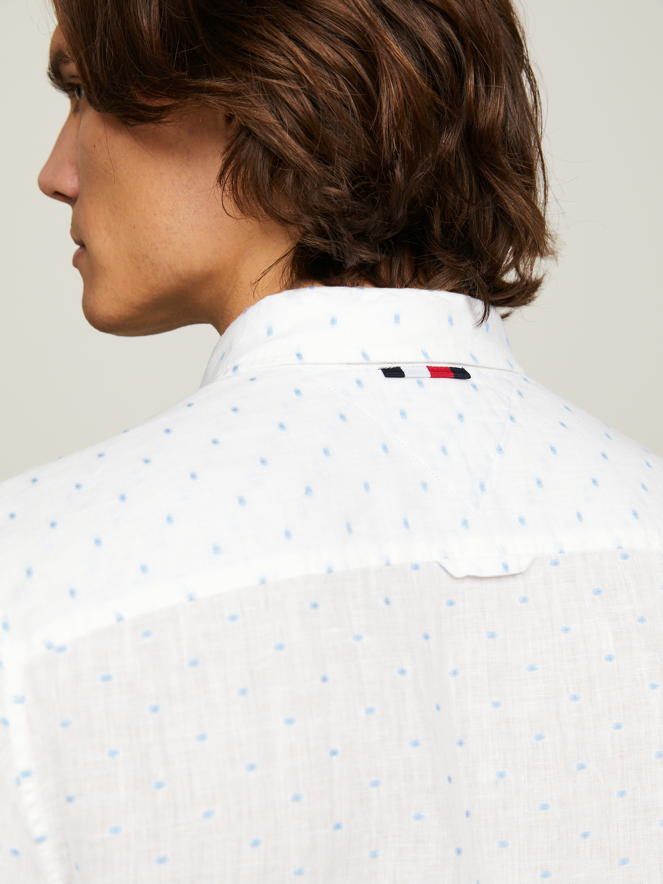 Tommy Hilfiger Langarmhemd »LINEN FIL COUPE Slim Fit SHIRT«, modisch gepunktet