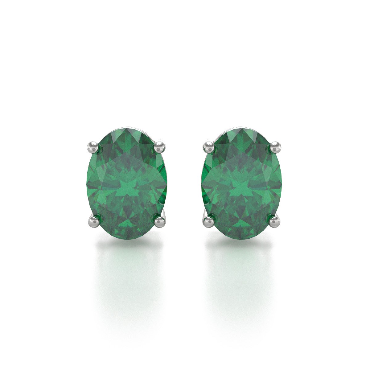 Boucles d'oreilles ADEN Emeraude Forme Ovale sur Argent 925 1.6grs