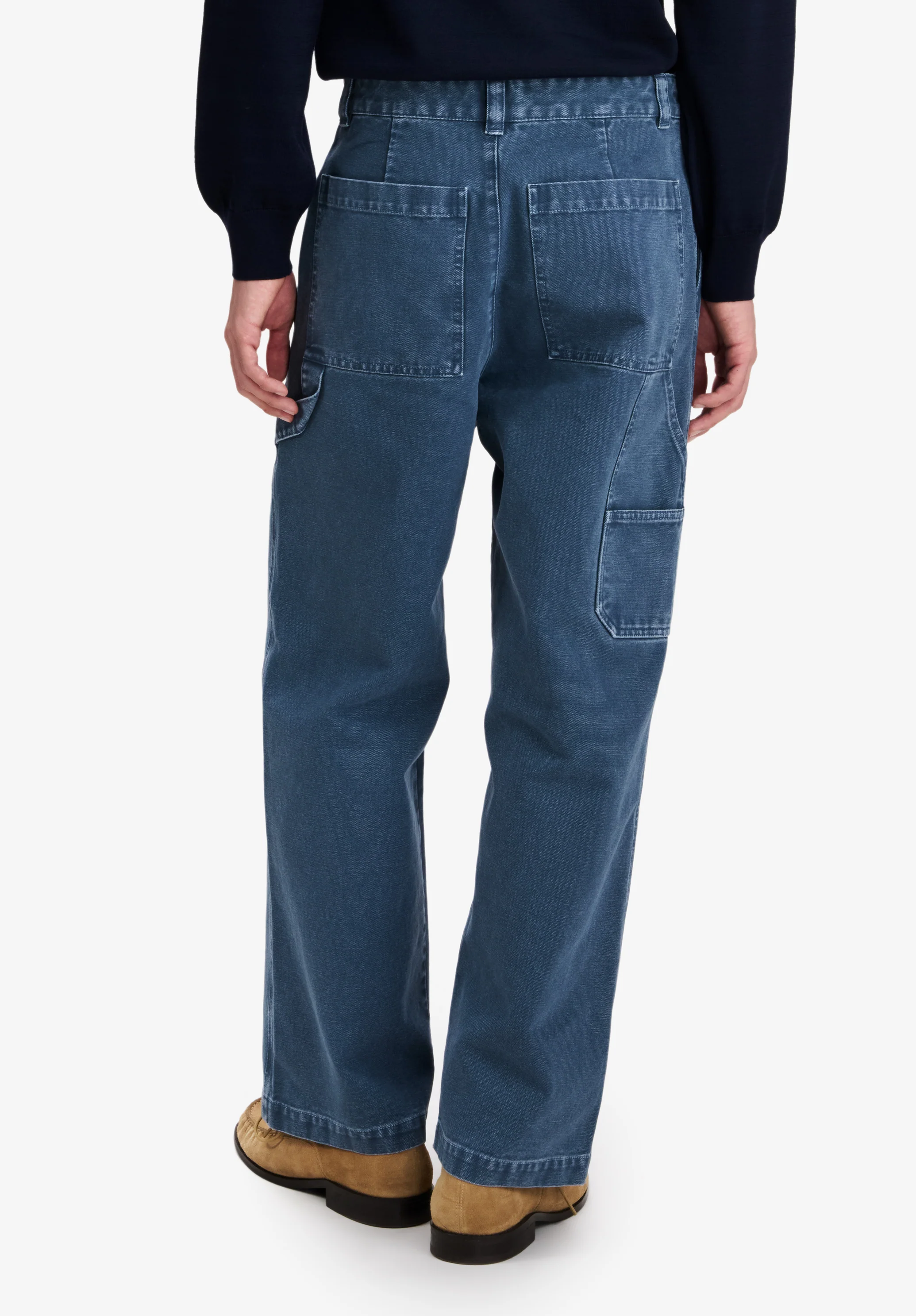 Pantalon carpenter en toile bleue - Bleu