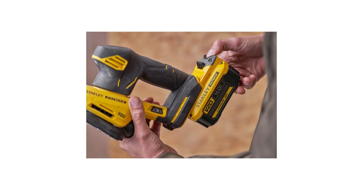 StanleyFATMAX V20 18V Detailschuurmachine deltaschuurmachine  (Geel/zwart, Accu (2.0Ah) en oplader inbegrepen)