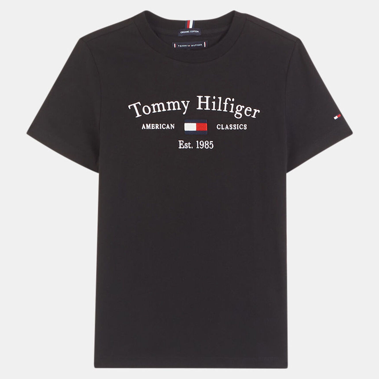 Tommy Hilfiger T-Shirt en Coton organique Logo drapeau noir