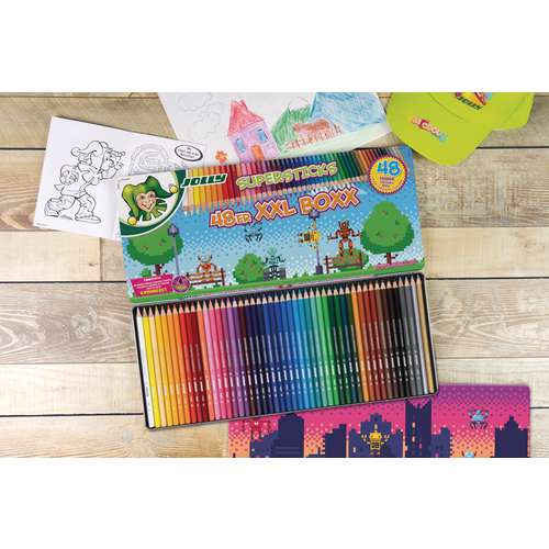 JOLLY Supersticks Kinderfest, XXL Box mit 48 Buntstifte
