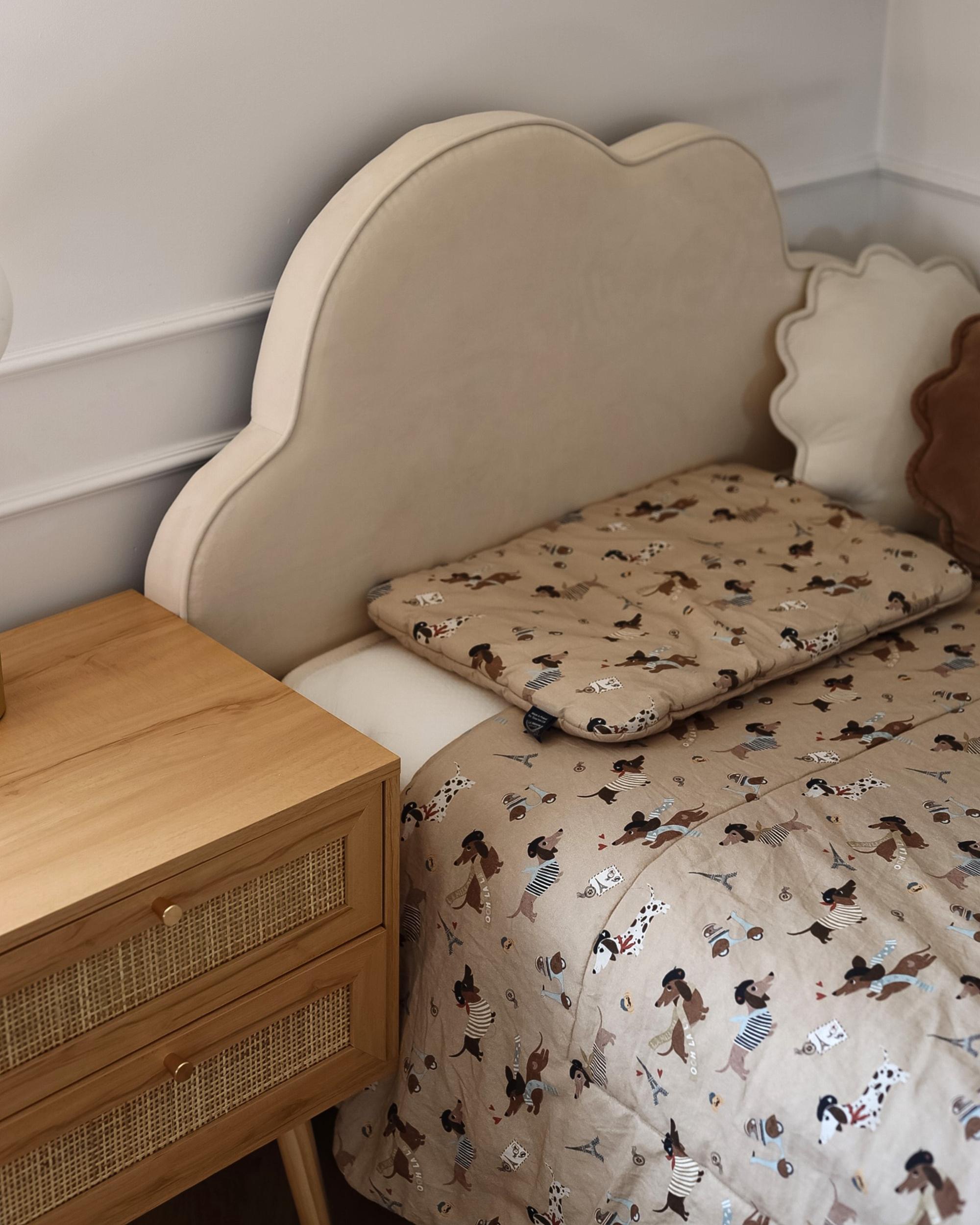 Kinderbed Wolk Fluweel BELLEVUE 90 x 200 cm Lichtbeige
