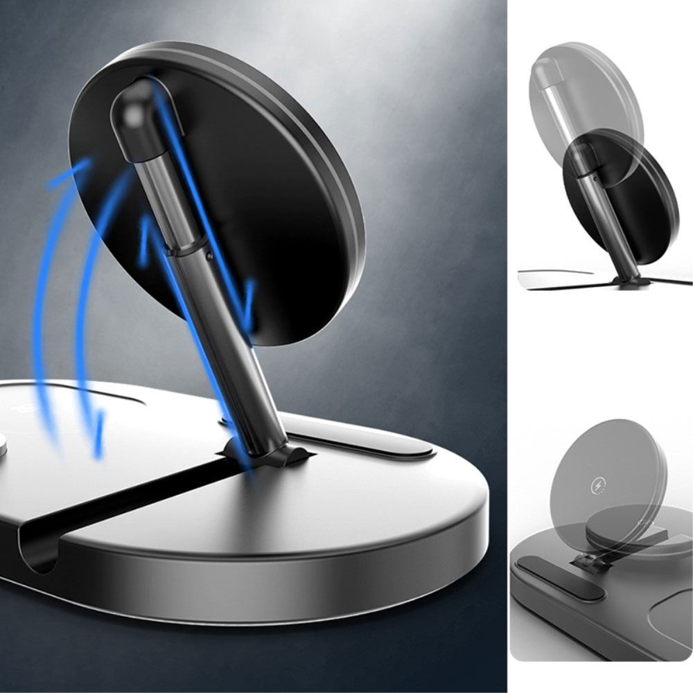(15W) Faltbare 3in1 MagSafe Qi Wireless Charger Ladegerät für Apple iPhone (Mini/Pro/Max) / Apple Airpods / Apple Watch - Schwarz