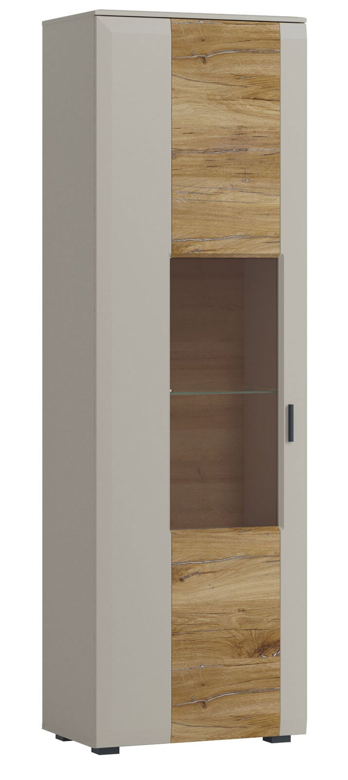 Vitrine ROMY I 65 x 206,5 cm Eiche grau/ braun