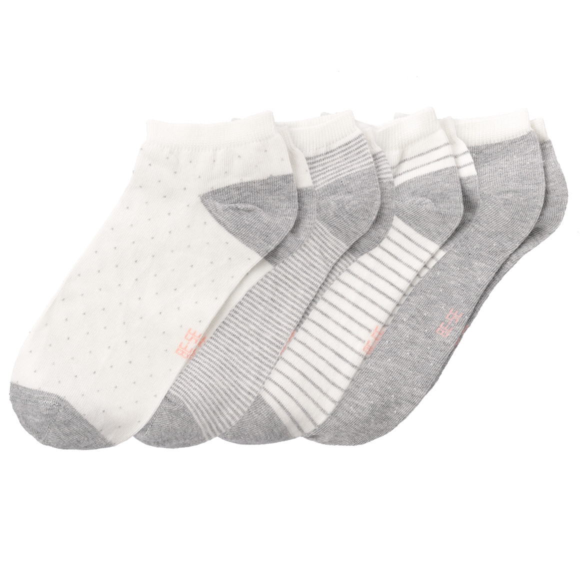 Gina Benotti 4 Paar Damen Sneaker-Socken im Set hellgrau / weiss