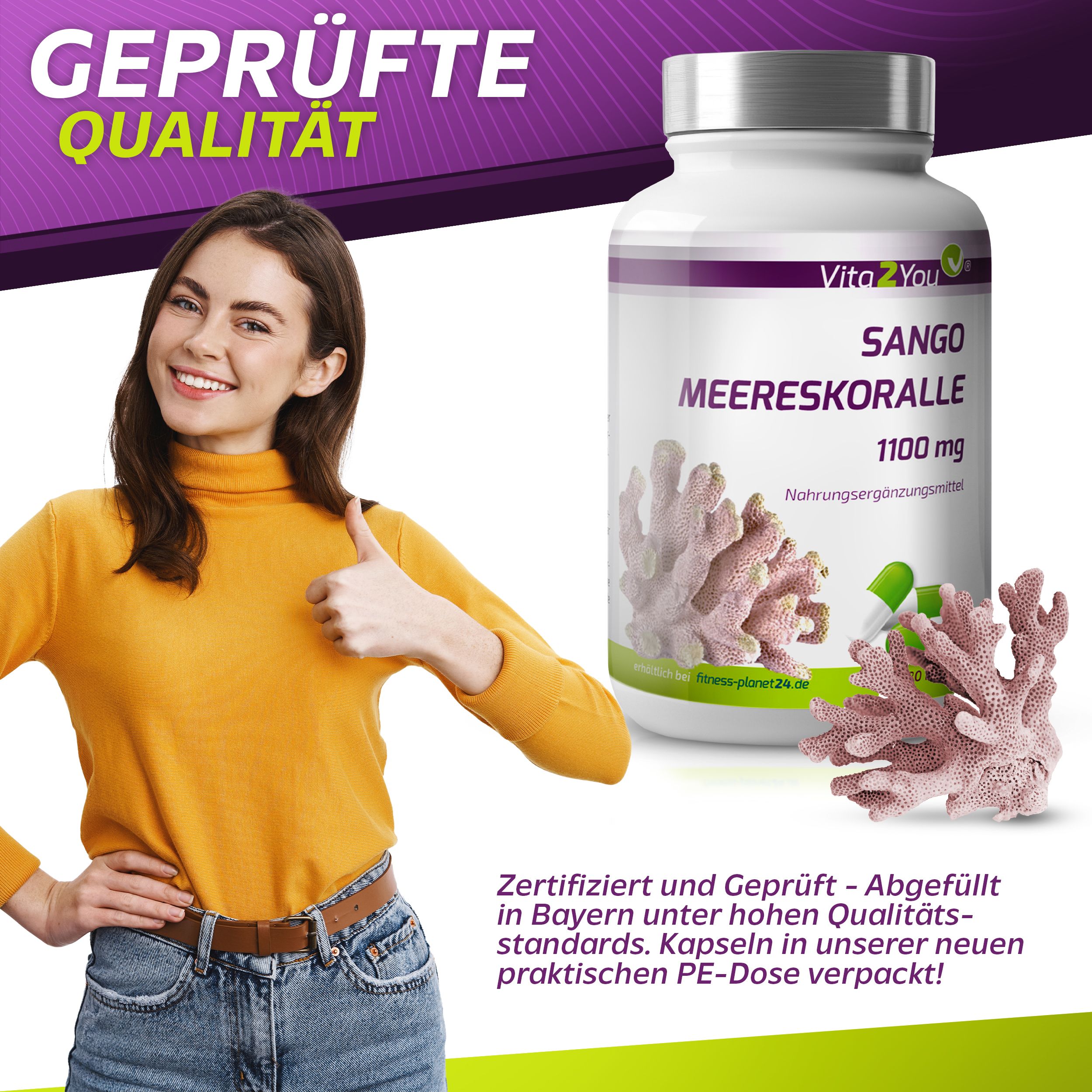 Vita2You Sango Meereskoralle Kapseln Magnesium & Kalzium