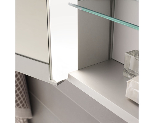 KEUCO Royal Match spiegelkast, 100 x 15 x 70 cm, zilver, 2-deurs, LED, IP20, inbouw