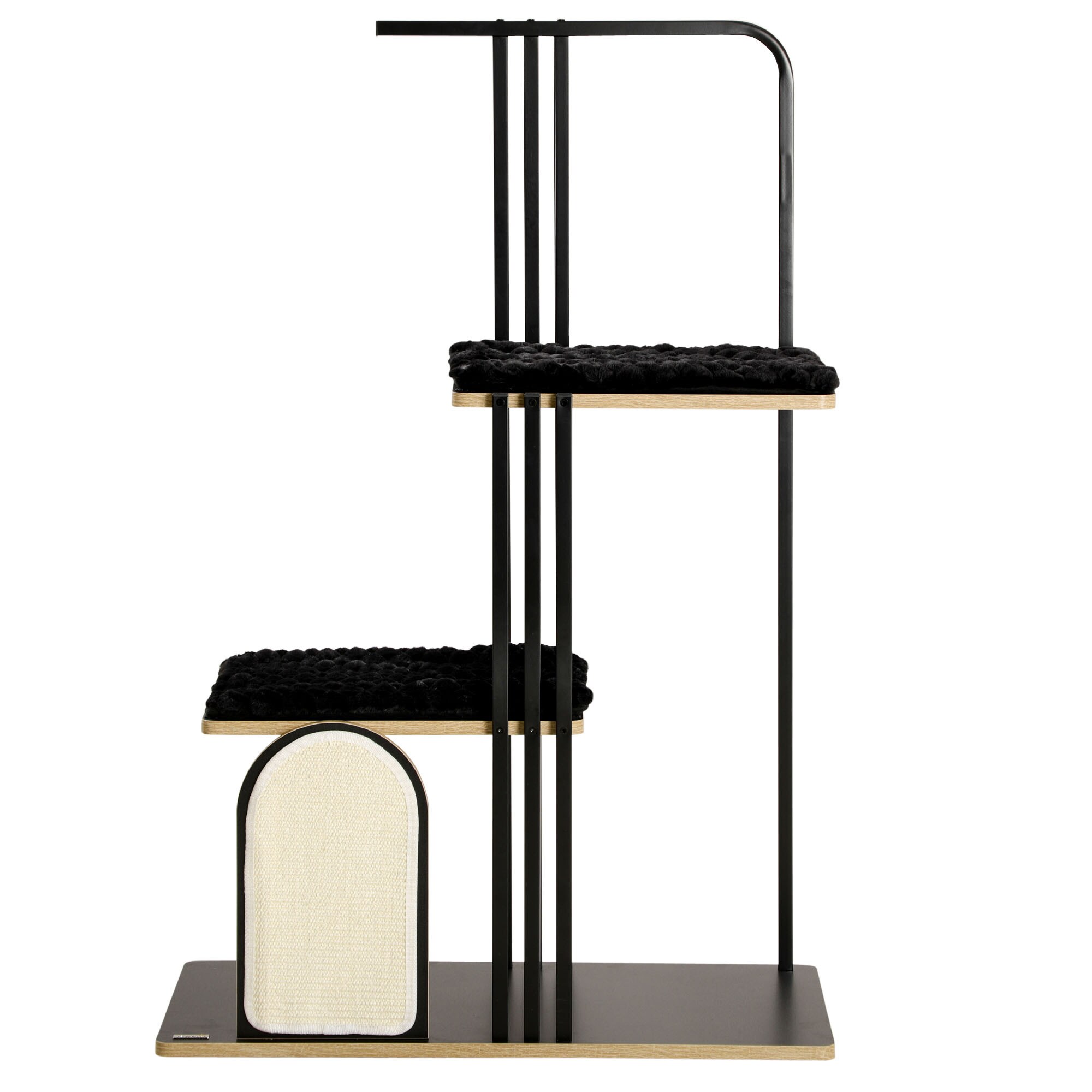 PawHut Kratzbaum mit Kissen und mehrere Ebenen schwarz 85L x 48B x 128H cm