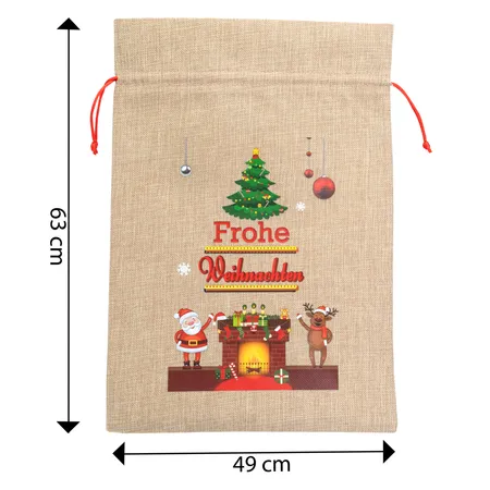 Idena Jutesack maxi Motiv Tannenbaum und Kamin, ca. 49x63cm