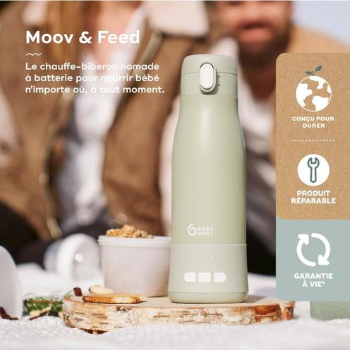Chauffe-biberon nomade Moov & Feed - Vert sauge - BABYMOOV