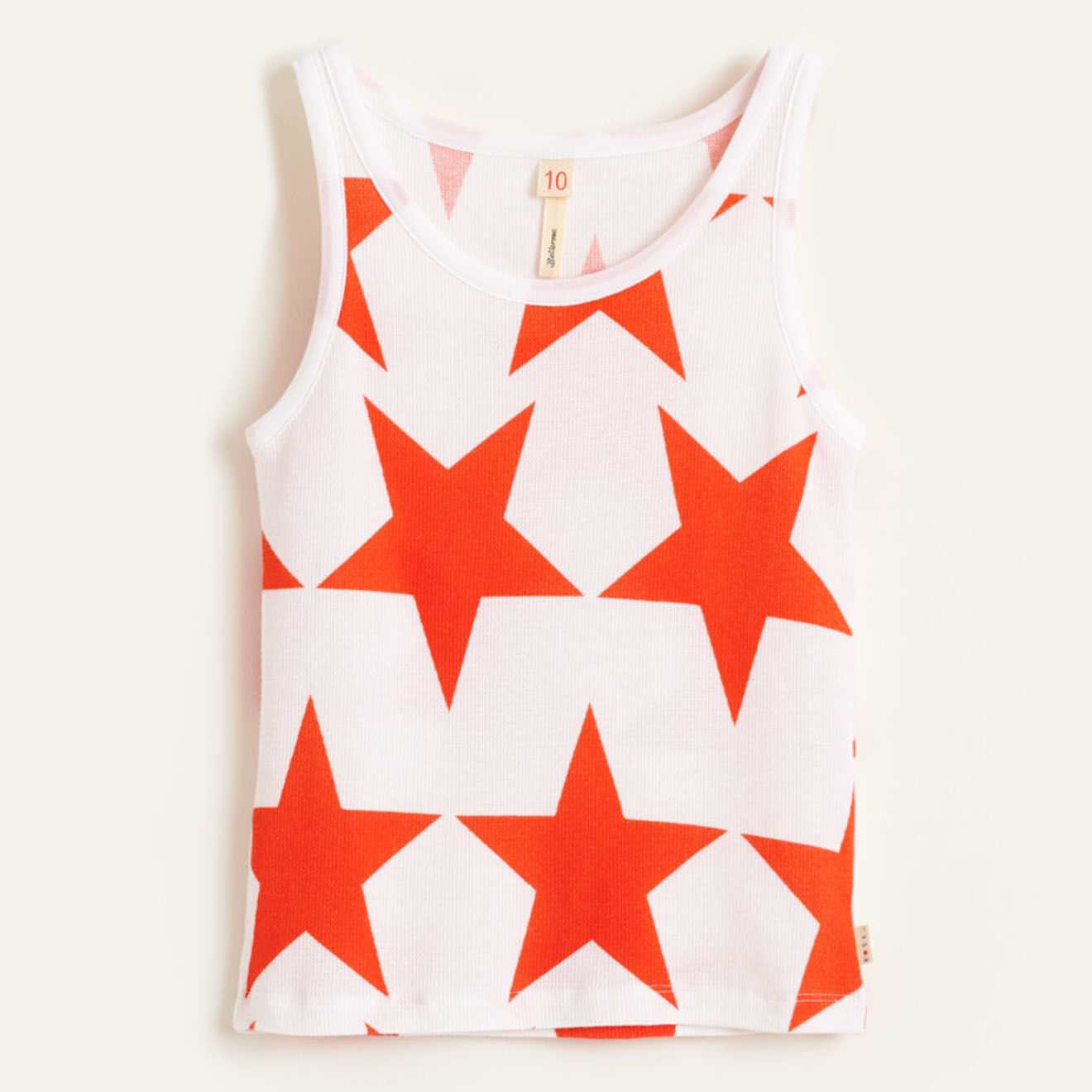 Bellerose Débardeur Gramy en Coton nid d'abeille étoiles blanc/orange