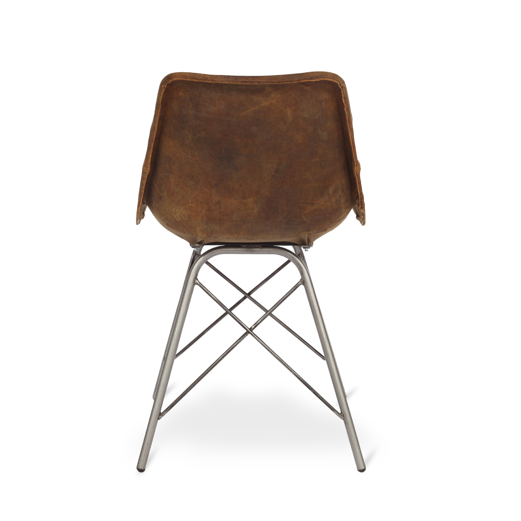 Lederstuhl 'Assange-Buffalo', braun, grau, B 46 cm, L 48 cm, H 78 cm von fischer's lagerhaus