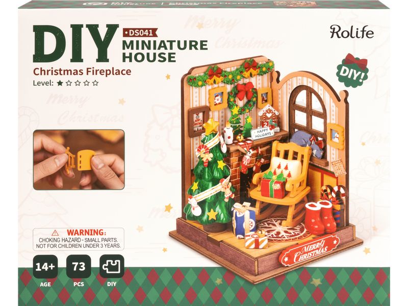 RoboTime Bausatz Weihnachts Feuerstelle 3D-Puzzle aus lasergeschnittenen Holzteilen