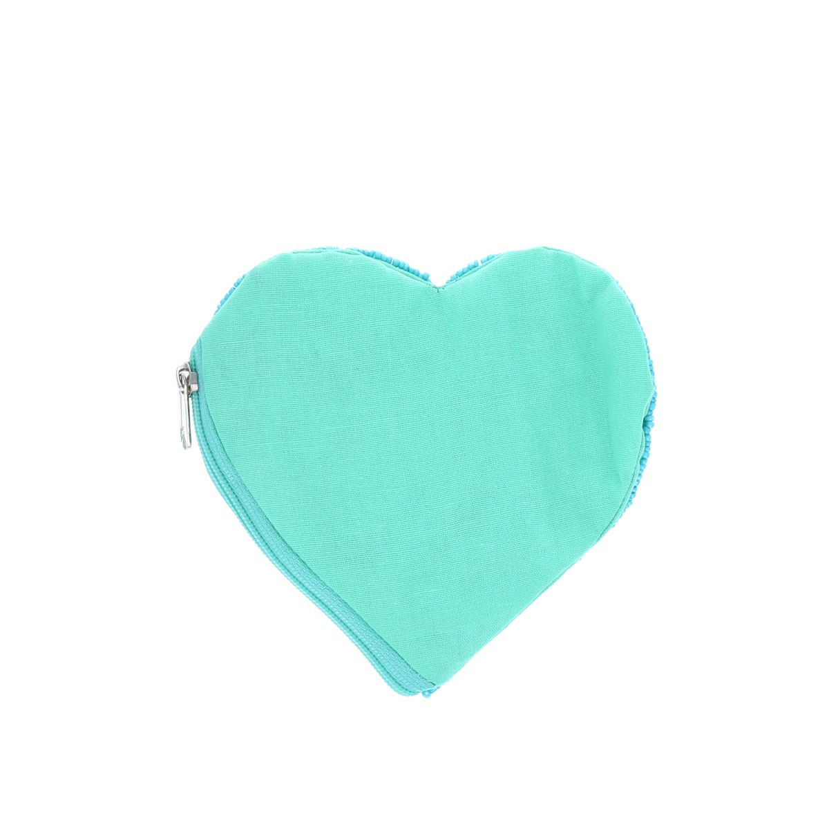 Porte-monnaie cœur turquoise et blanc mom Pondie Chérie