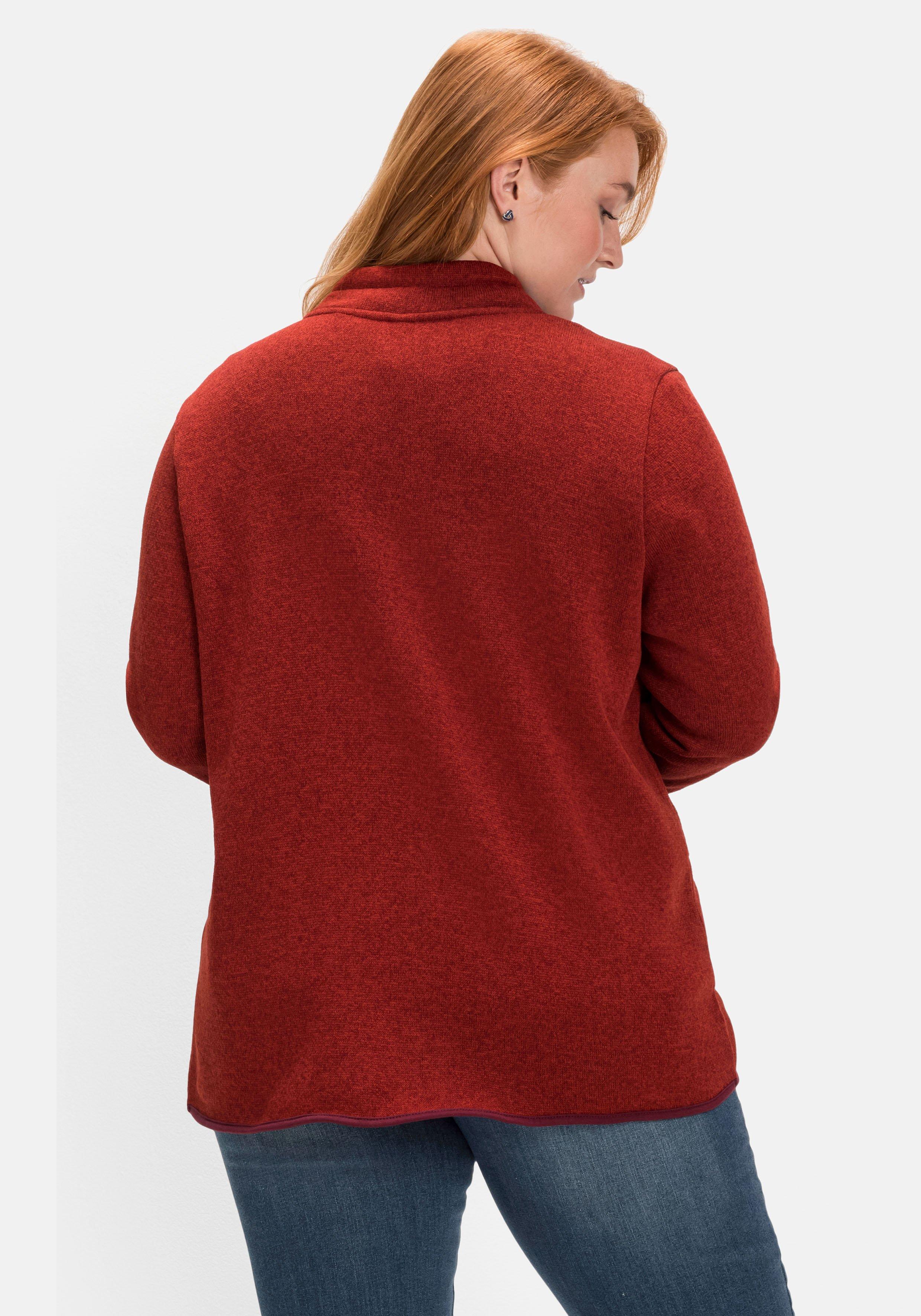 Strickfleecejacke mit Stehkragen