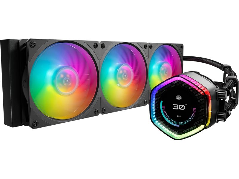 Cooler Master Wasserkühlung MasterLiquid 360 Ion AIO-Flüssigkeitskühlung mit anpassbarem LCD-Display