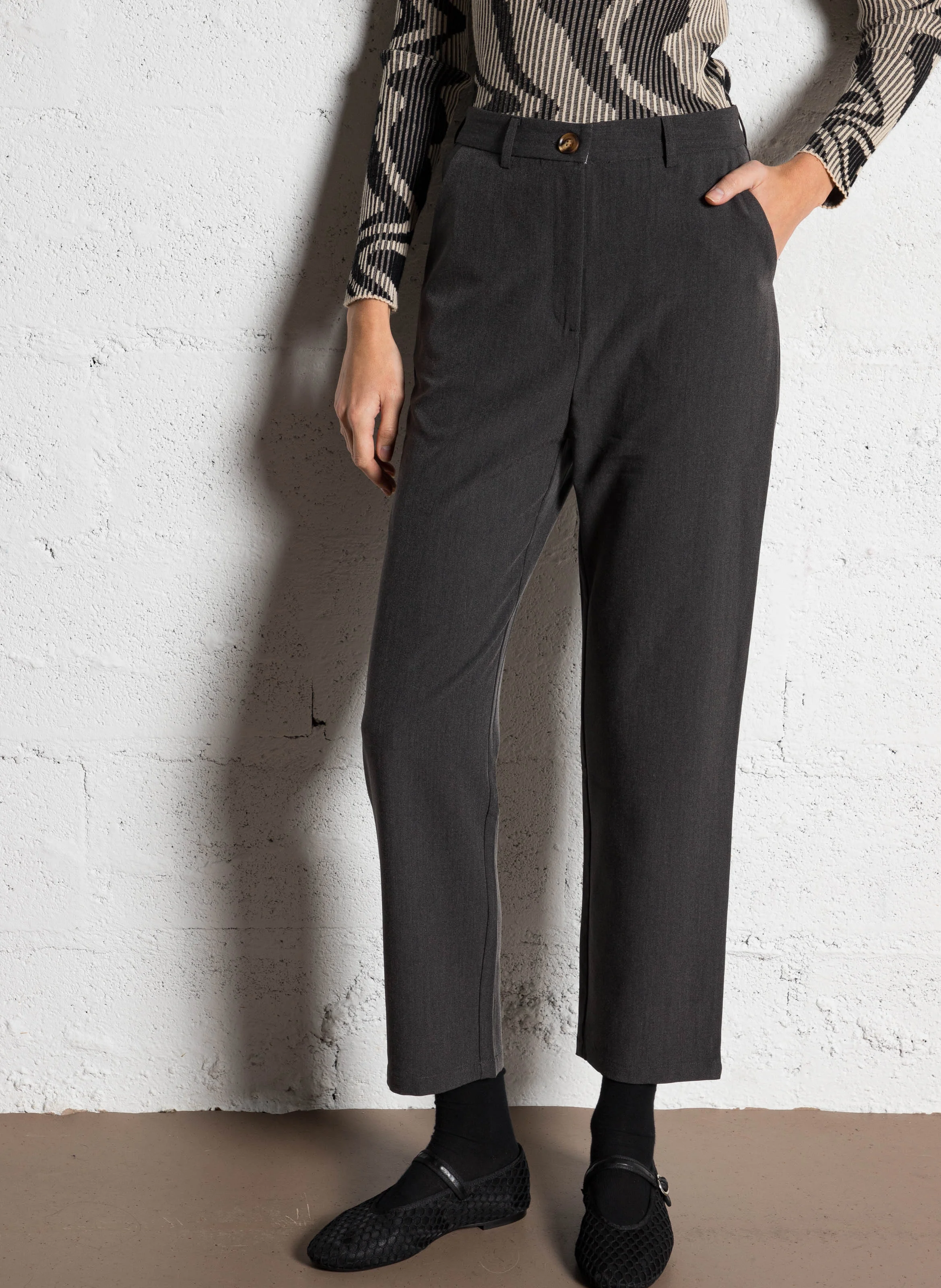 PAMELA - Pantalon tailleur droit| Gris