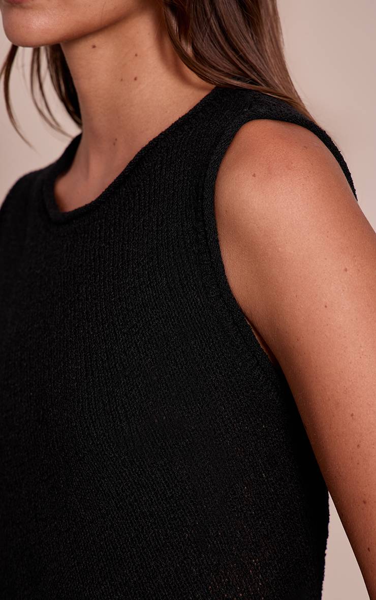 Noir Haut En Maille À Pompons Asymétrique