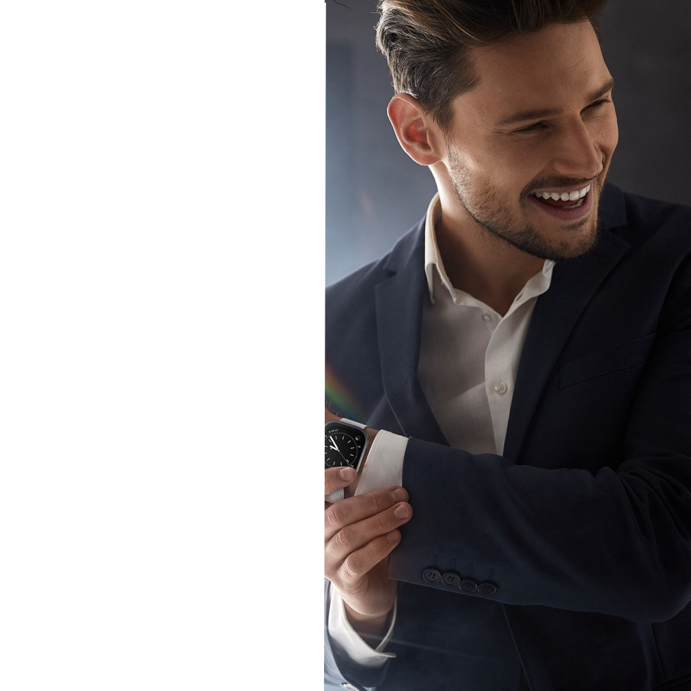 Apple Watch (45mm) Hardcase Bumper Hülle mit Galvanisiertem Rahmen   Display Schutzglas - Schwarz