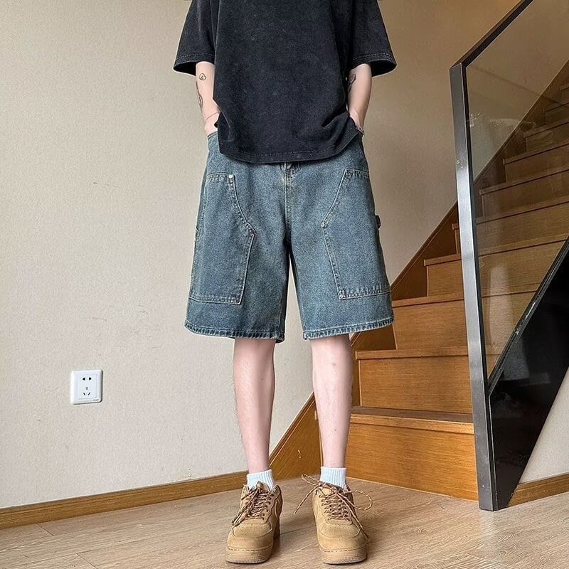Acrius - Denim shorts met hoge taille en wijde pijpen