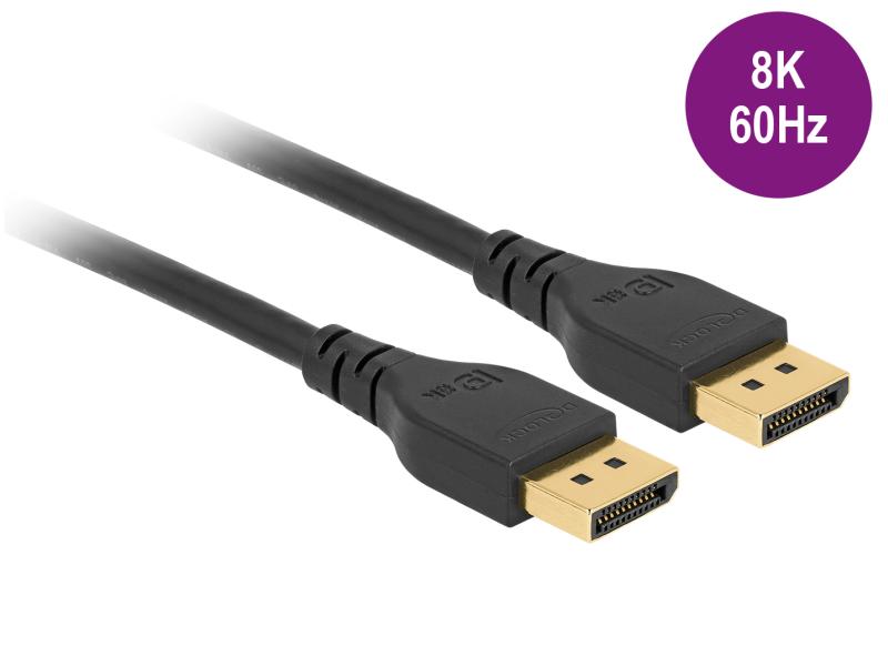 Delock Kabel DisplayPort, 8K/60Hz ohne Einrastfunktion, 1m Delock DisplayPort Kabel 8K 60 Hz 1 m DP 8K zertifiziert ohne Einrastfunktion